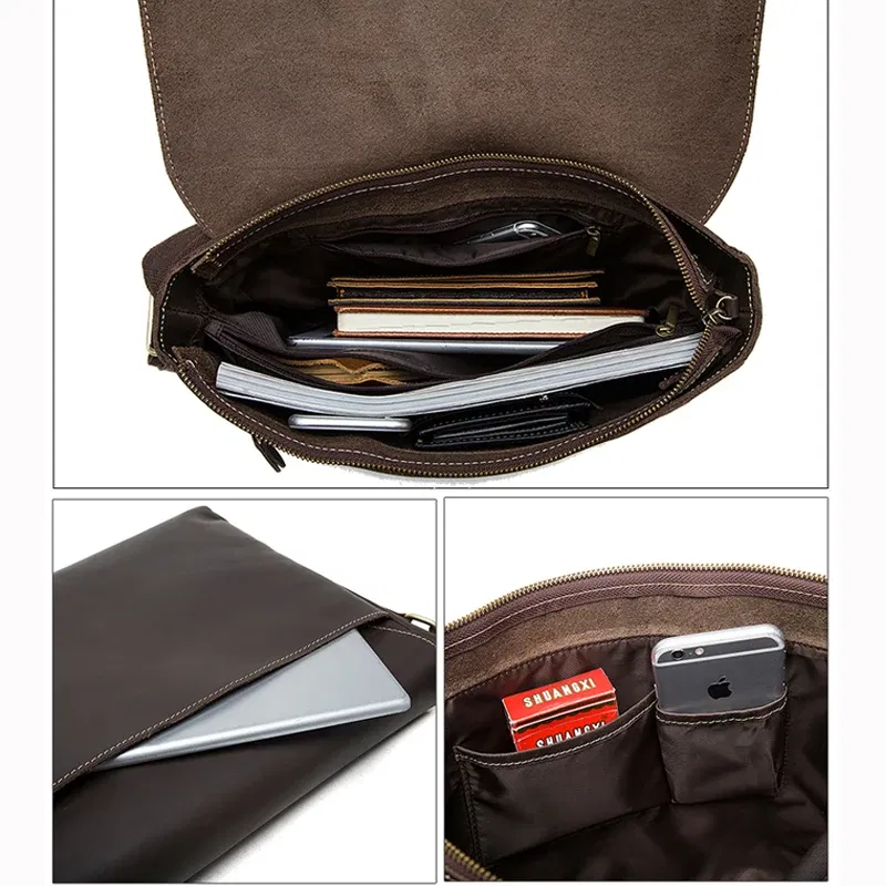 Color: Yellow, Ships From: CHINA - WESTAL Crazy Horse Leather Men's Briefcases Laptop Bag Office Bags for Men Cover Messenger Bags Men's Leather Bag Computer Bags
