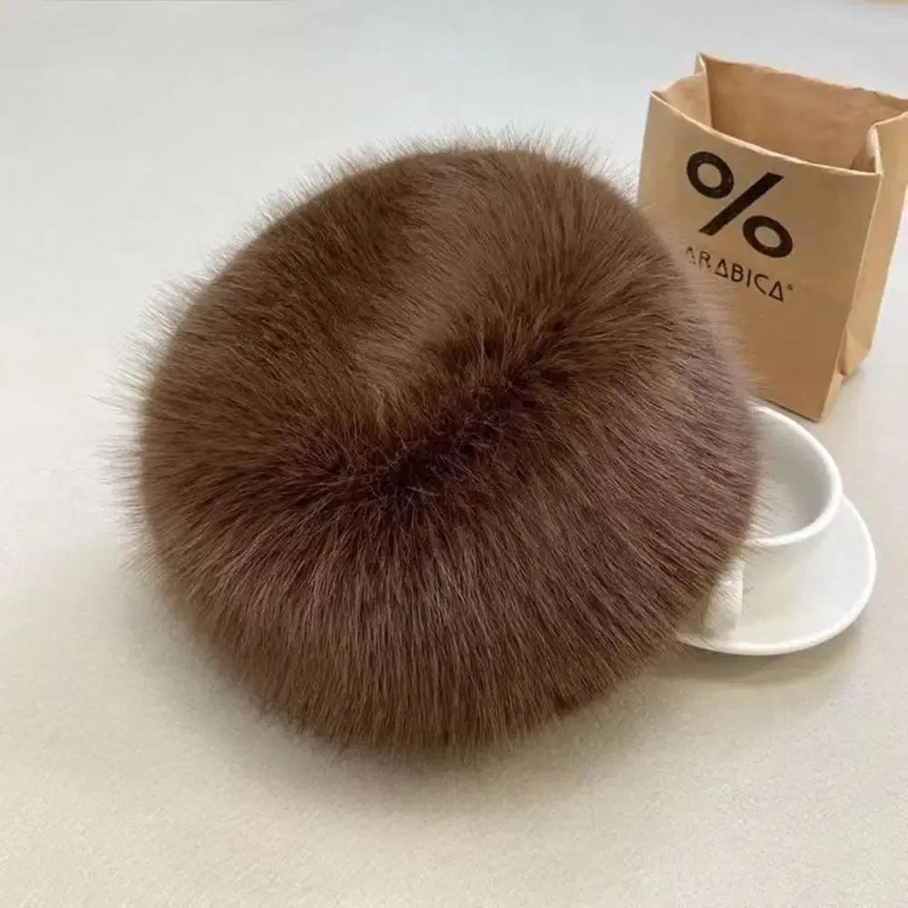 Color: GRAY - New Fluffy Fur Women's Winter Hat Winter Snow Ski Cap Female Faux Fur Thick Warm Windproof Hat Russian Hat Mink Fisherman's Hat