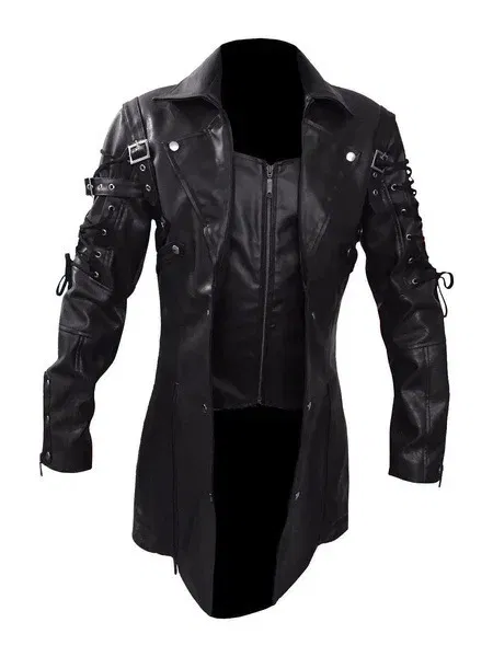 Color: Red, Size: 4XL - Men PU Leather Coat Men Retro Slim Fit Fashion Leather Jackets Men Autumn Winter Motorcycle Jacket Turn Down Collar Male Jacket
