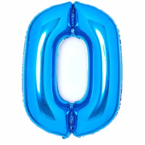 Large Number 0 Blue Foil Balloon 64cm w x 90cm h