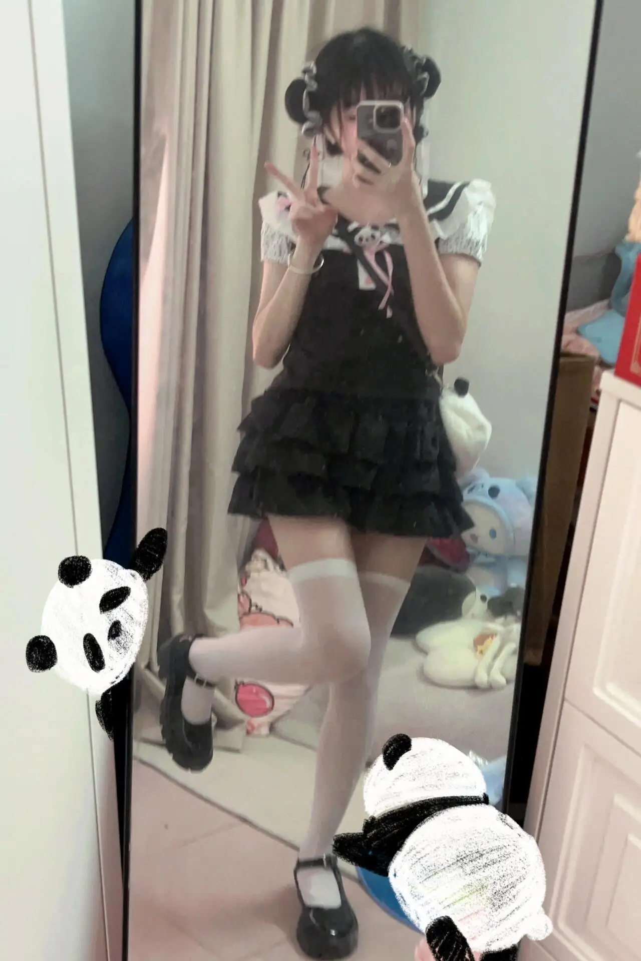 Color: black, Size: L, Ships From: CHINA - Women clothing arcane Y2k Lace T-shirt Kawaii Panda Embroidery Graphic T Shirts Harajuku Fashion Casual Sweetheart Tops Cute Tee