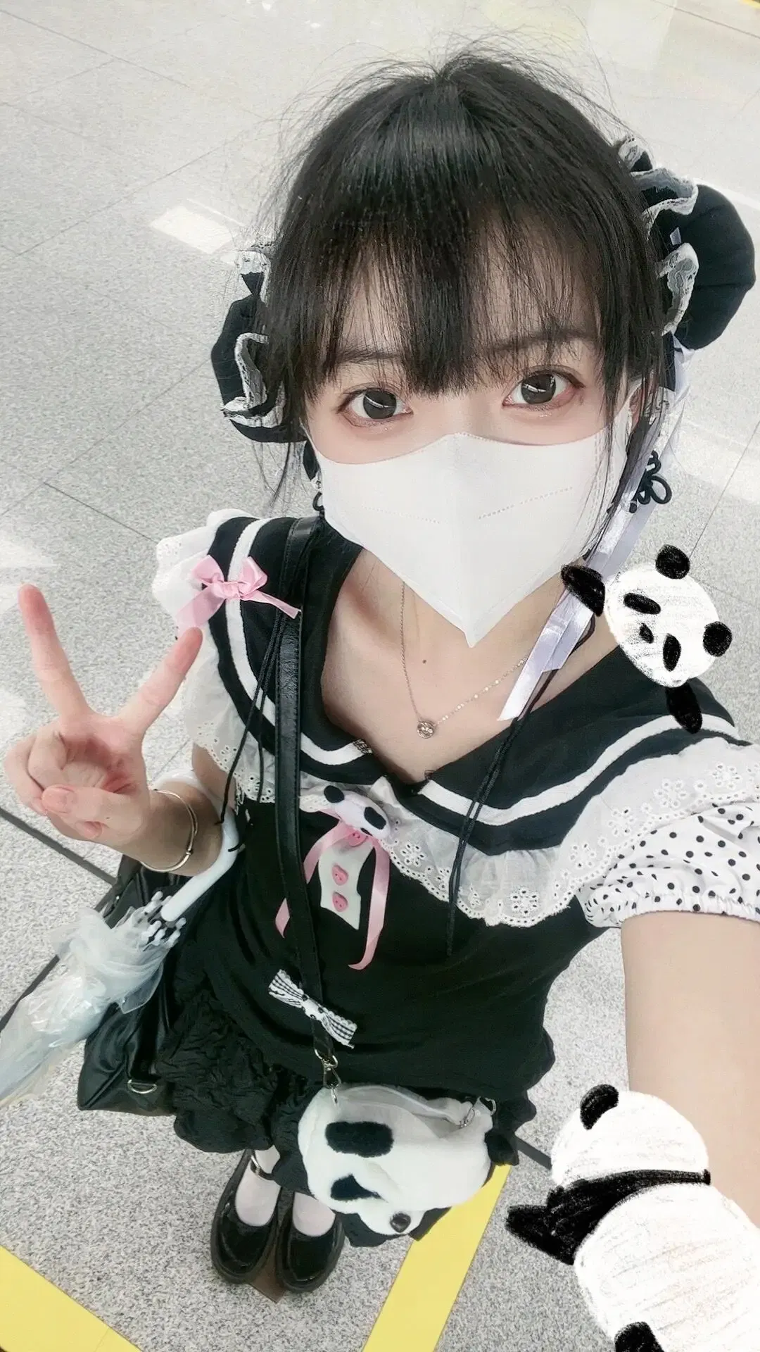 Color: black, Size: L, Ships From: CHINA - Women clothing arcane Y2k Lace T-shirt Kawaii Panda Embroidery Graphic T Shirts Harajuku Fashion Casual Sweetheart Tops Cute Tee