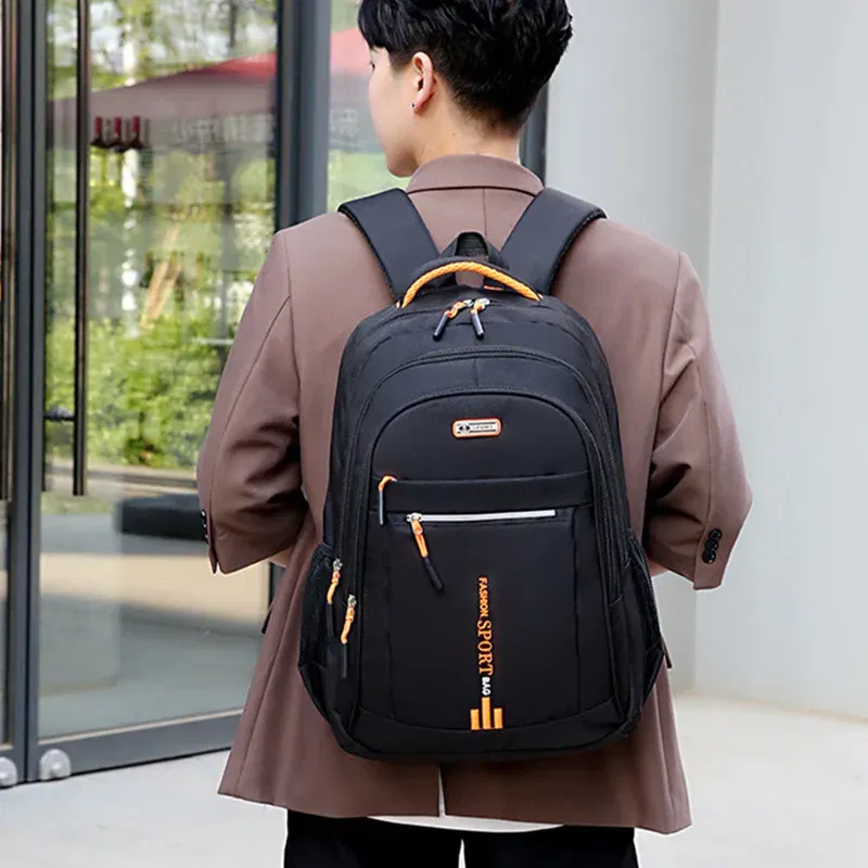 Color: Beige - 2024 New Large Capacity Oxford Cloth Leisure Travel Backpack College Students Backpack Fashion Business Laptop Backpack
