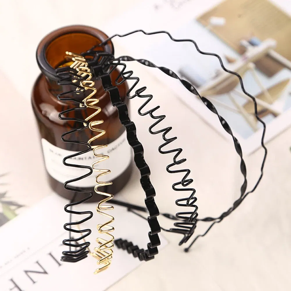 Color: black - New Fashion Mens Hairband Unisex Black Flexible Wavy Hair Head Hoop Band Women Sports Headband Hair Accessories