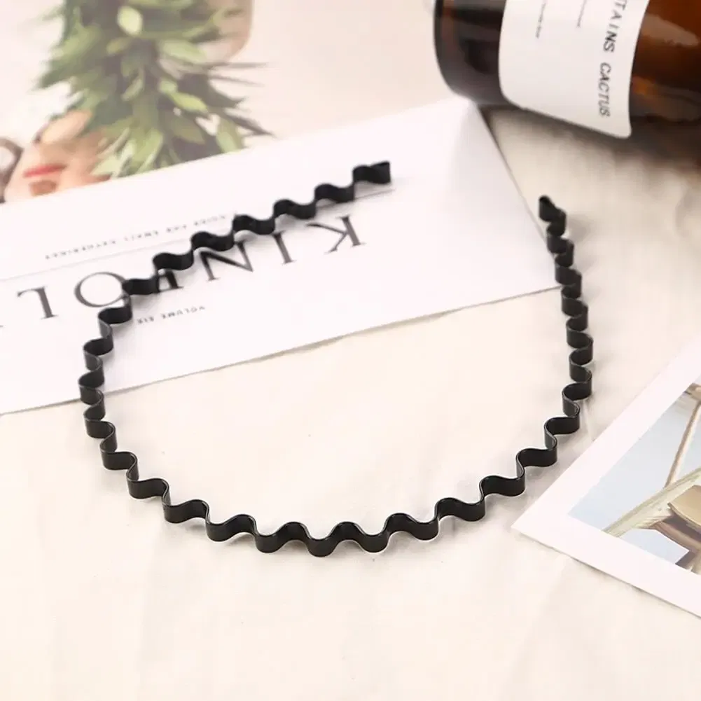 Color: black - New Fashion Mens Hairband Unisex Black Flexible Wavy Hair Head Hoop Band Women Sports Headband Hair Accessories