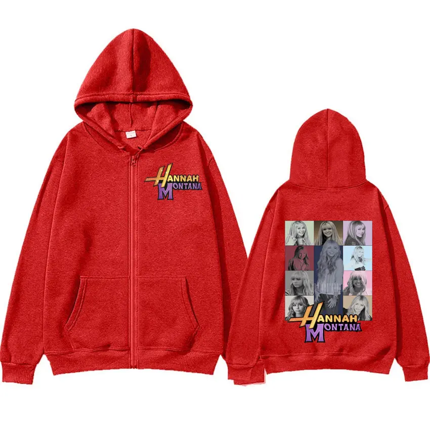 Color: black, Size: L - New Hannah Montana Logo Zipper Hoodie Miley Cyrus The Eras Tour Men Women Jacket Sweatshirt Fashion Aesthetic Trend Zip Up Hoody