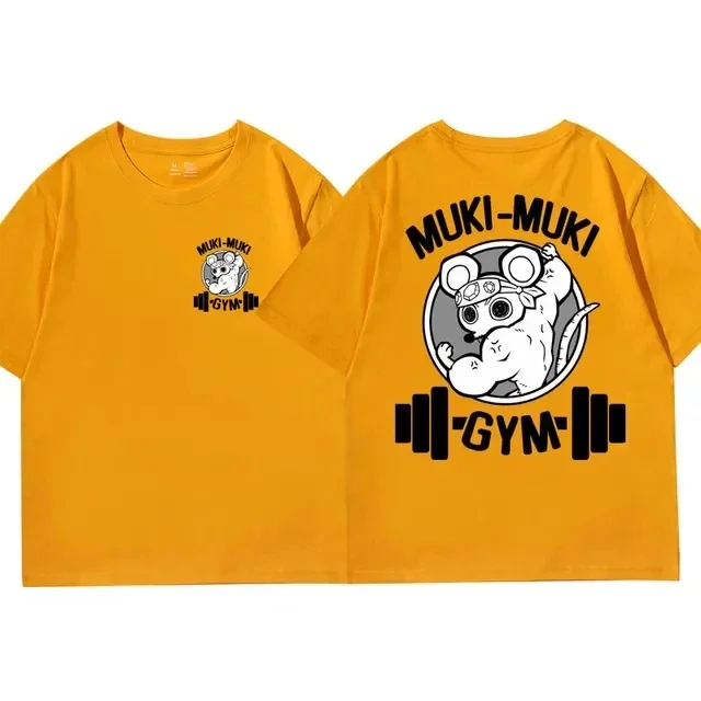 Color: green, Size: M - Anime Demon Slayer Uzui Tengen Print T-shirts Unisex Funny Ninja Mice Muki Muki Gym T Shirt Muscular Mouse Oversized T-shirt