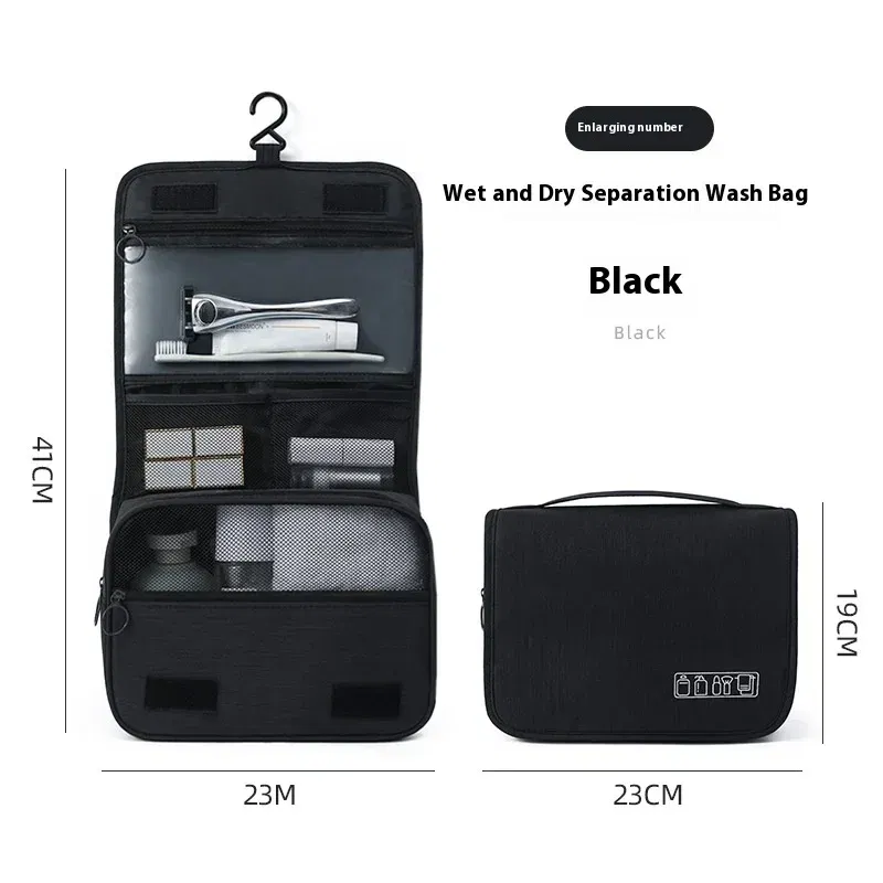 Color: Blue - Foldable Toiletry Bag Organizer Hanging Storage Bathroom Makeup Case Cosmetic Bag Travel For Travel Business