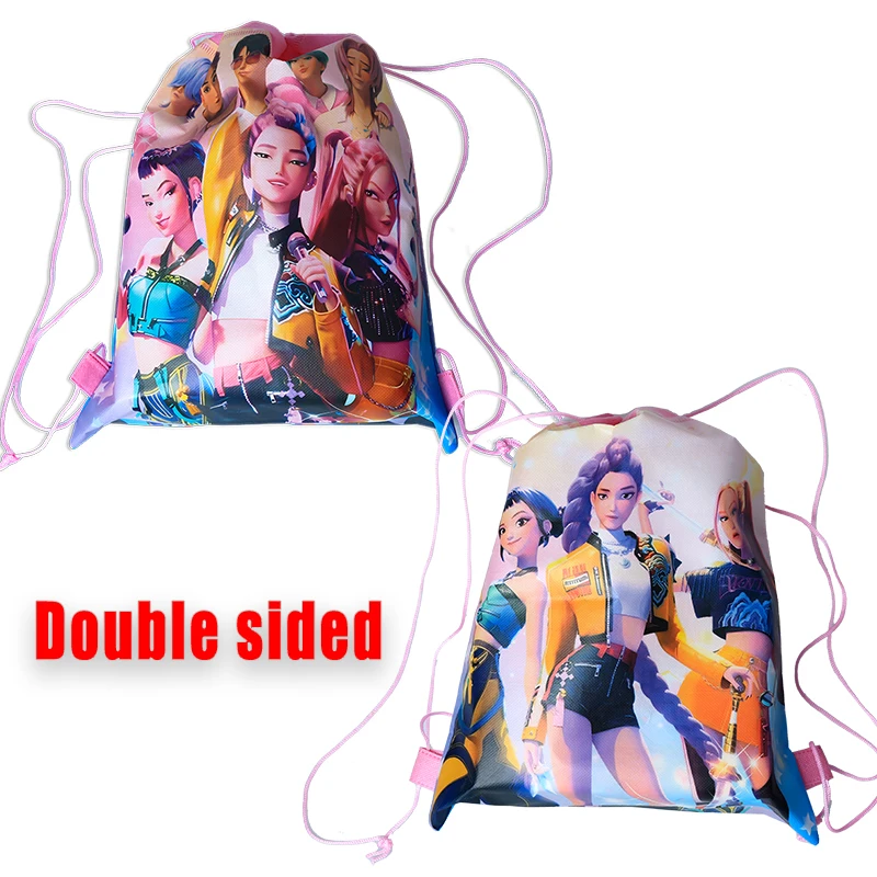 Color: WHITE, Size: 14cm, Ships From: CHINA - Kpop Demon Hunters Backpack 34*27cm Singer Bags Children's Toy Drawstring Bag Party Favors Kid Birthday Party Supplies Gifts Toy
