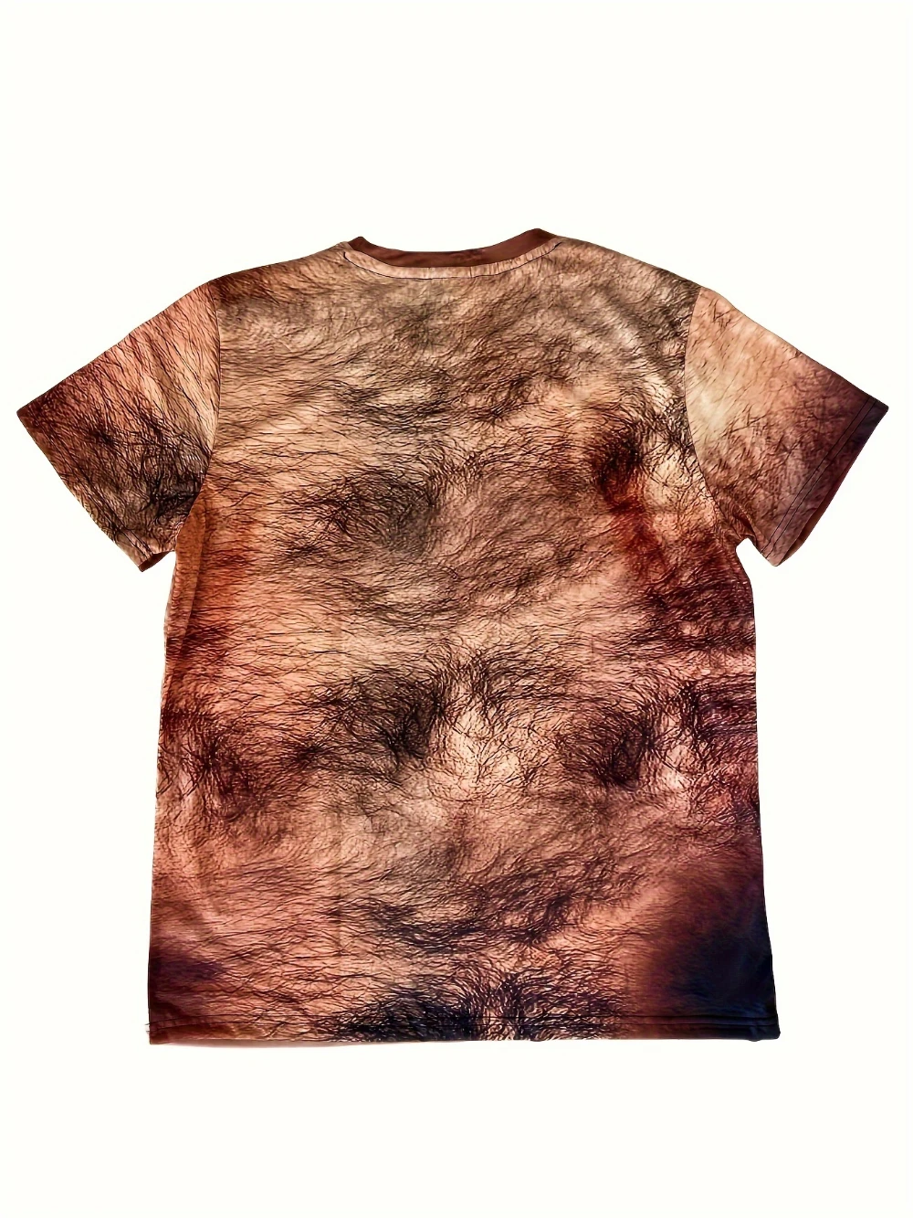 Color: Beige, Size: M - Men's 3D Belly Print T-Shirt Crew Neck Short Sleeve Regular Version Four Seasons Casual Streetwear Summer Light Fashion Top
