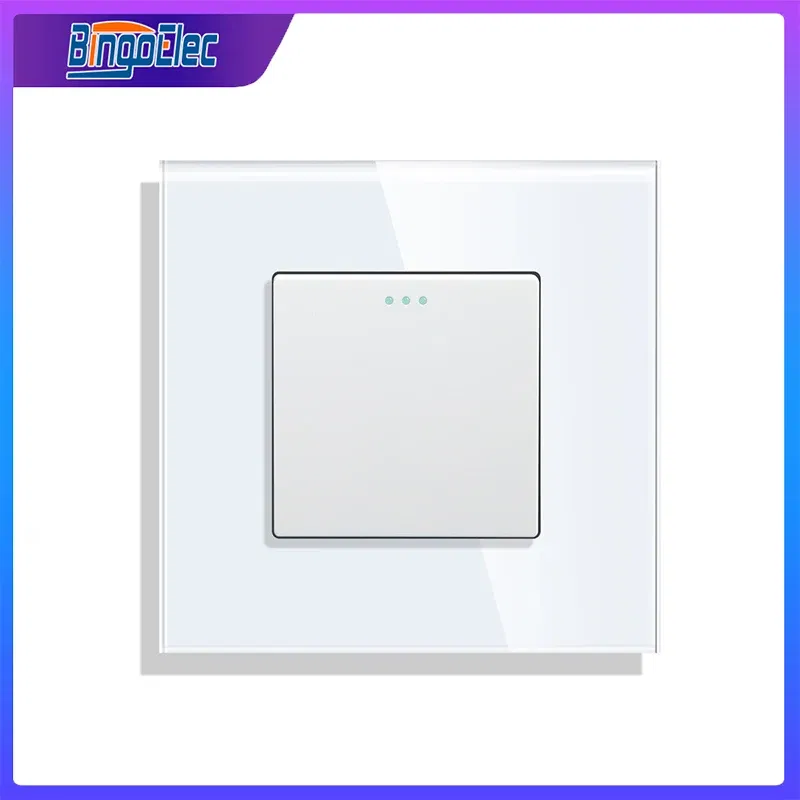 Color: Pink, Size: 4XL, Ships From: CHINA - Bingoelec Push Button Switch 1/2/3 Gang 1 Way 2 Way 3 Way EU Standard Home light Switch Crystal Glass Panel Wall switch