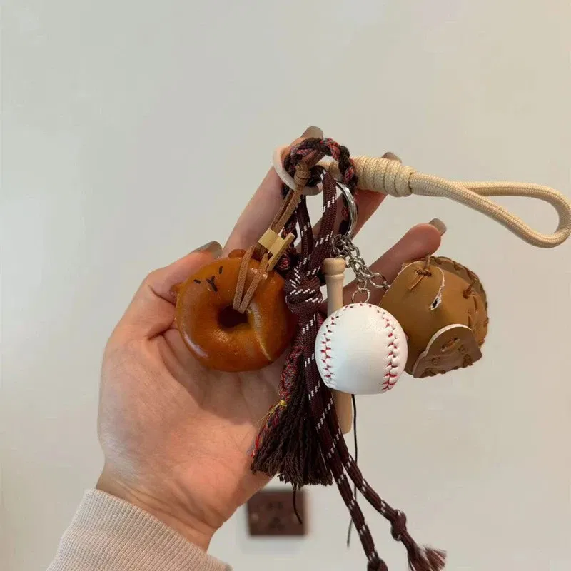 Color: Orange - DIY Bag Pendant Creative Bread Weaving Rope Colorful Nylon Lanyard Car Keychain Couple Multi-purpose Bag Hanging Accessories