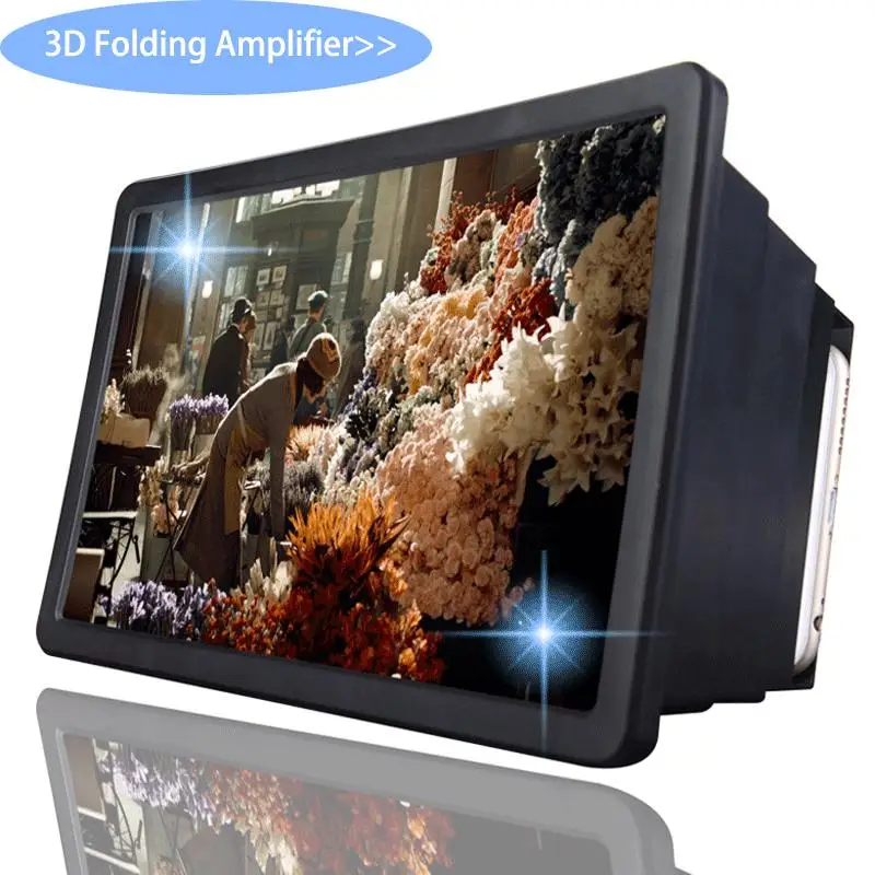 Color: Black - Mobile Phone Screen Magnifier Universal 3D Enlarger Magnifying Video Amplifier Projector Bracket Desktop Holder Stand For Phone