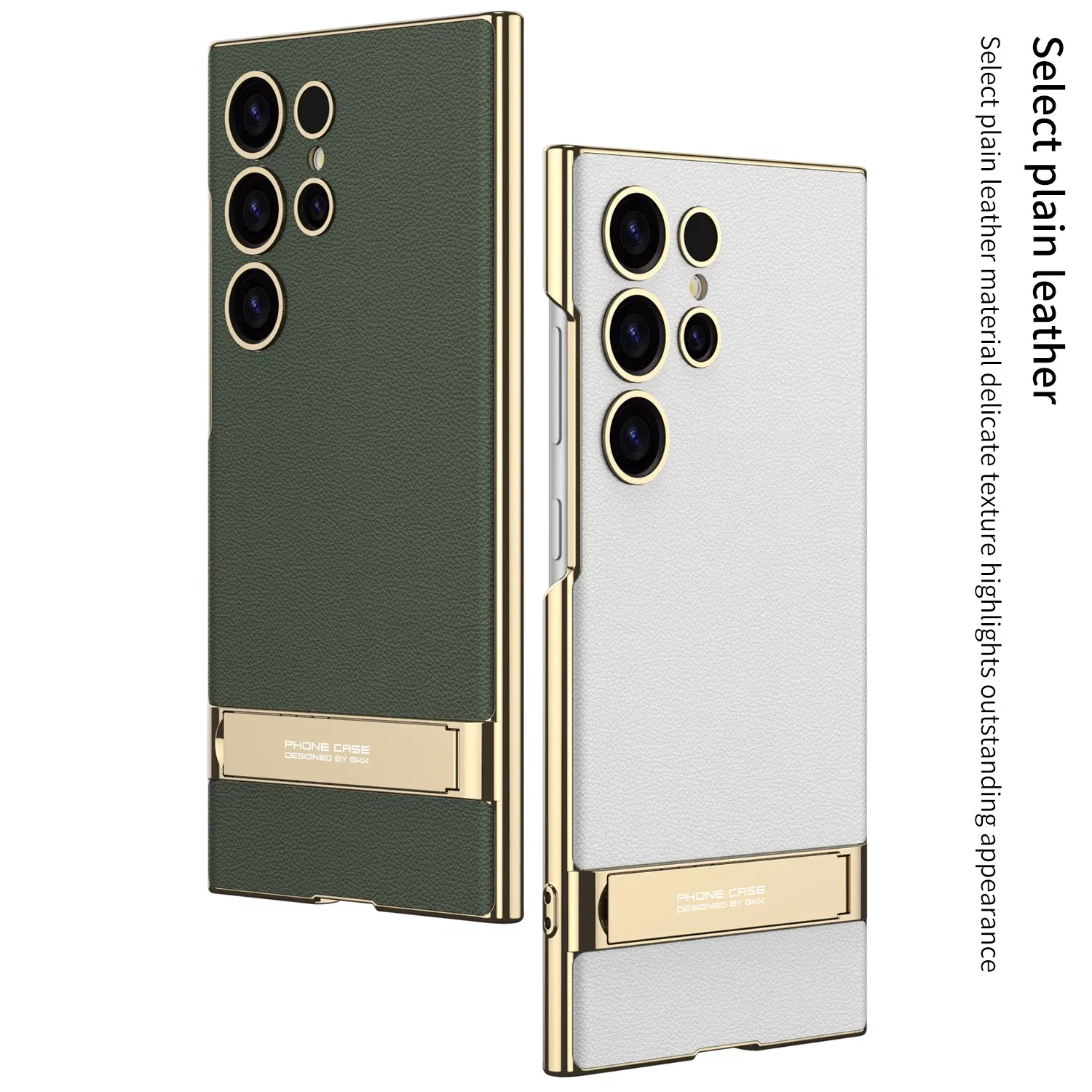 Color: Black, Bundle: Case & Strap, Material: Canvas - For Samsung Galaxy S24 Ultra Plus Case Luxury Electroplated Gold Border Plain Leather Bracket Shockproof Back Cover Accessories