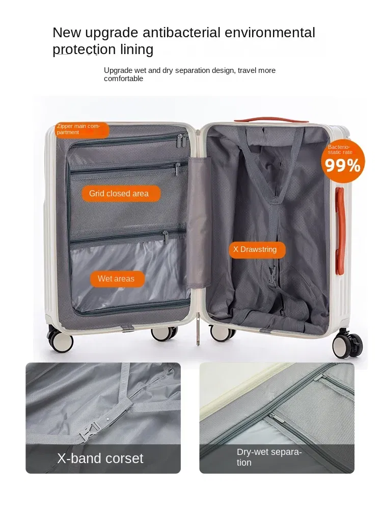 Color: Brown, Luggage Size: 20Inches 500mm - Wide Pull Rod Suitcase 2024 New Universal Wheel Small Lightweight Boarding Luggage 20 inch Password Lock Travel Case