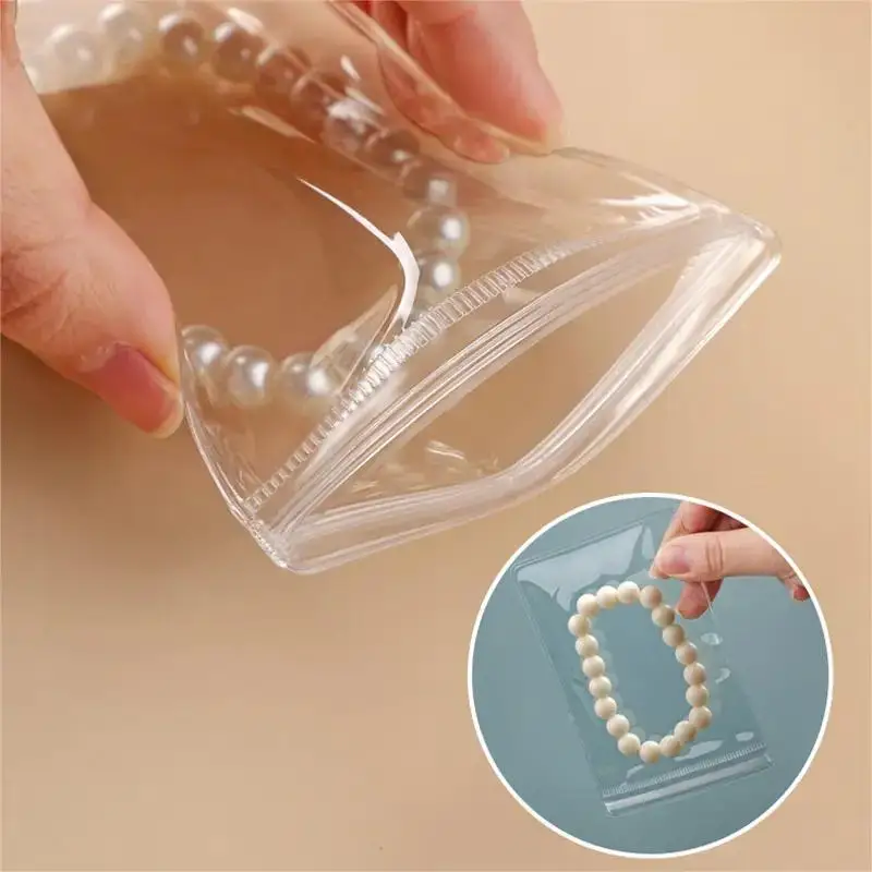 Color: green, Size: L - 20/50/100 PVC transparent zipper bags, dust-proof and anti-oxidation pockets, used for packaging small jewelry items