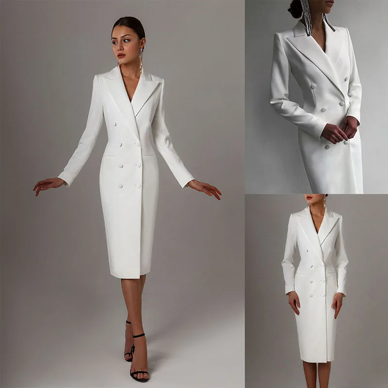 Color: black, Size: 4XL - Women's Suit Long Blazer Double Breasted Jacket White Tuxedo Party Point Lapel Clothes спор?‚ивн?‹й кос?‚юм ?¶?µнск