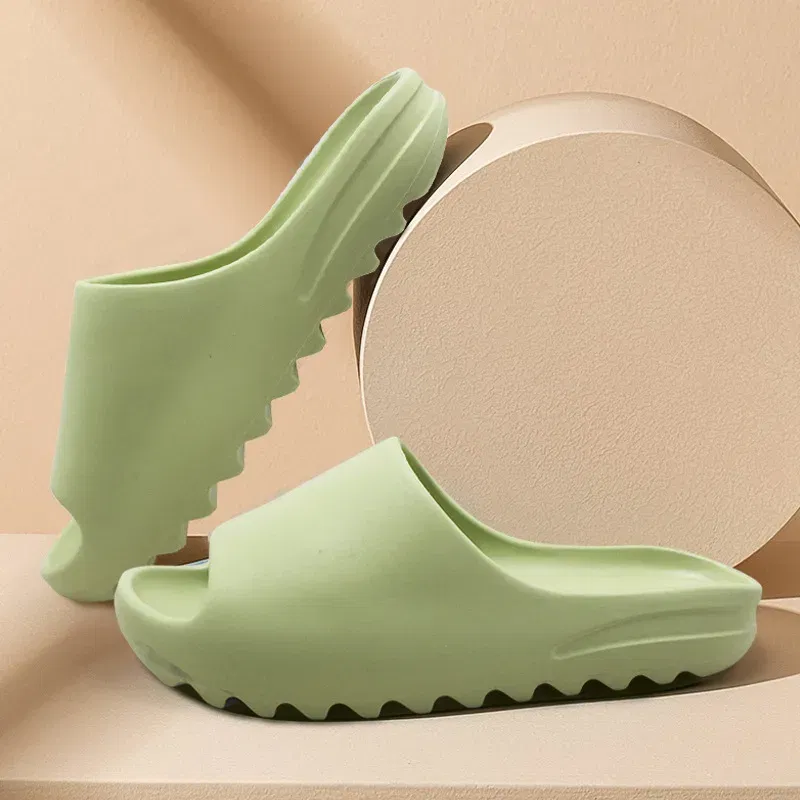 Color: green, Shoe Size: 36.5 - Big Size 47 Summer Slippers Men Women EVA Soft Bottom Indoor Home Slides Sandals Light Beach Shoes Male Slippers Flip Flops