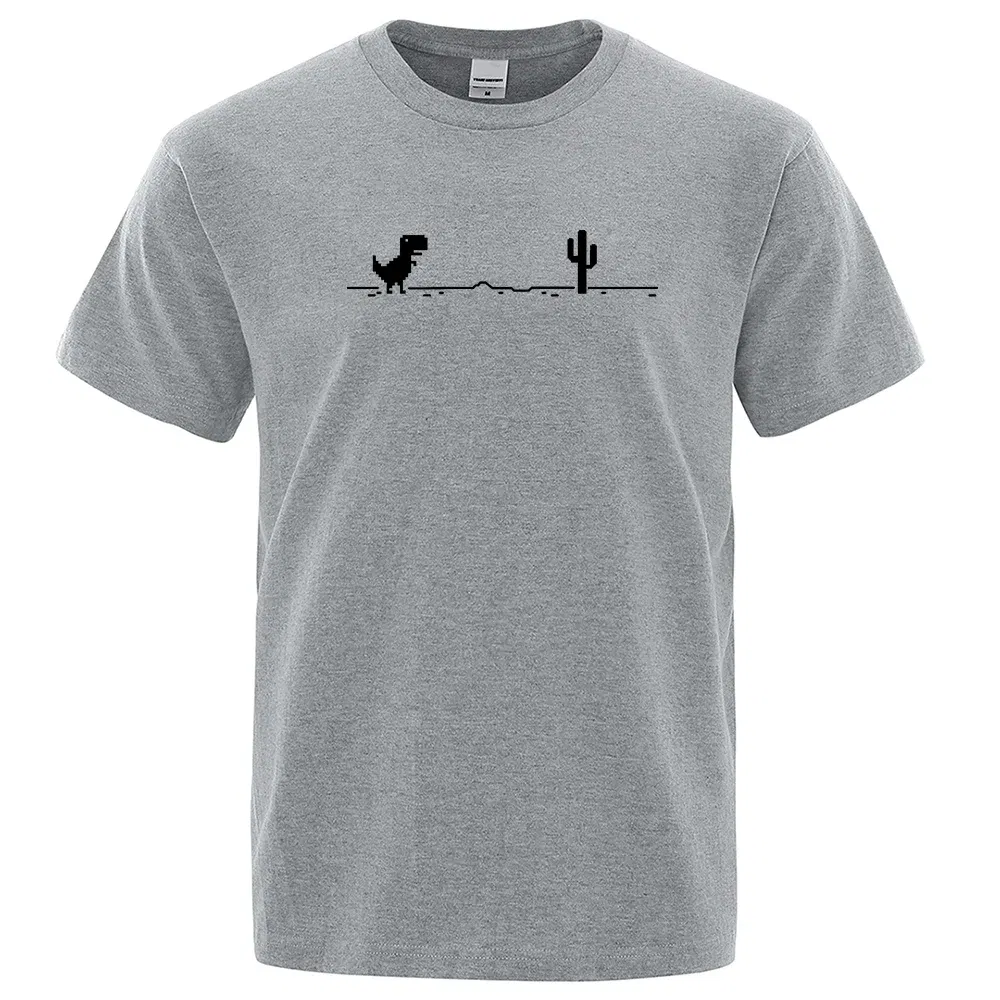 Color: Lavender, Size: S - Mens T-shirts Printed Dinosaur Cactus Funny Tops Summer Cotton T-shirt for Men Casual O-Neck Tee Shirts Streetwear Basic Top