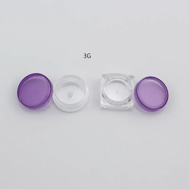 Color: plum - 15pcs 2g 3g Empty Jars Refillable Mini Plastic Bottle Cosmetic Jar Container Small Round Bottle Little Cream Jar Solid Perfume