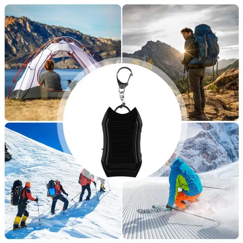 Color: Black, Ships From: france - Solar Phone Charger 1500mAh Outdoor Portable Charger Waterproof Solar Charger Keychain Built-in Led Flashlight For Cell Phone