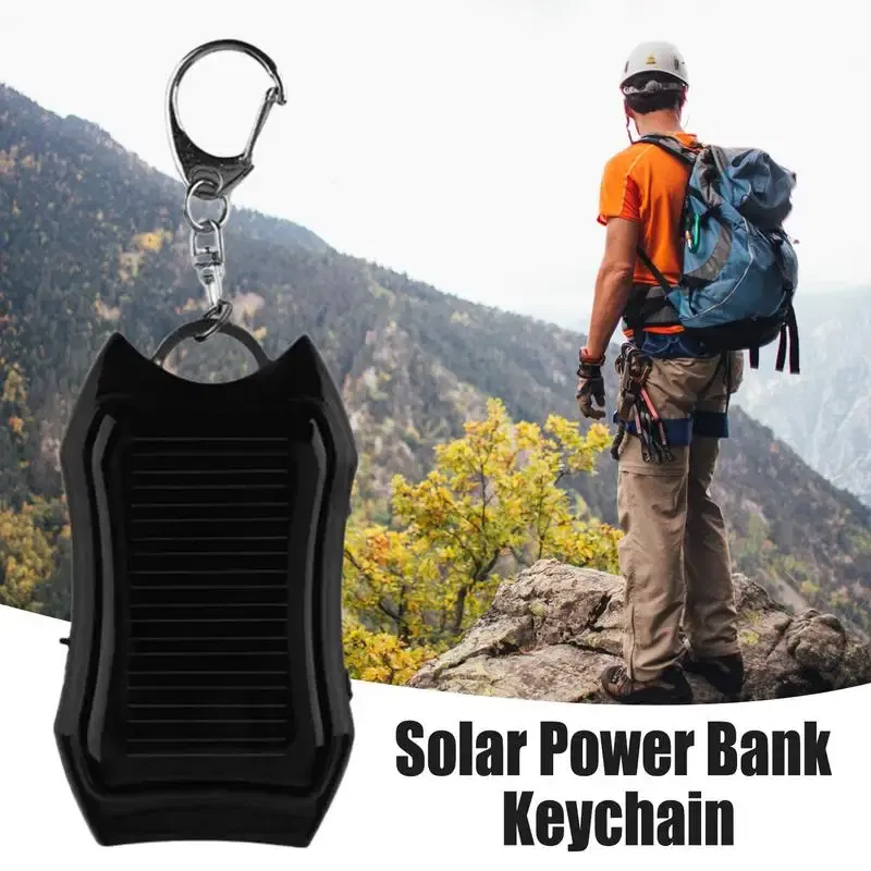 Color: Black, Ships From: france - Solar Phone Charger 1500mAh Outdoor Portable Charger Waterproof Solar Charger Keychain Built-in Led Flashlight For Cell Phone