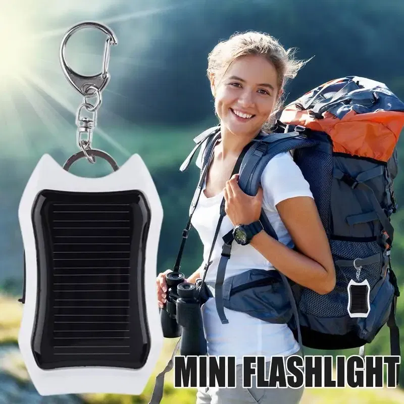 Color: Black, Ships From: france - Solar Phone Charger 1500mAh Outdoor Portable Charger Waterproof Solar Charger Keychain Built-in Led Flashlight For Cell Phone