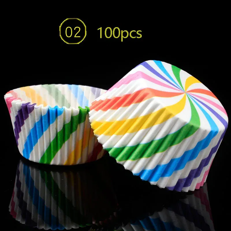 Color: Beige - 100pcs Cake Muffin Cupcake Paper Cups Cake Box Cupcakes Liner Mold Kitchen Baking Accessories Cake Mold Cooking Tools