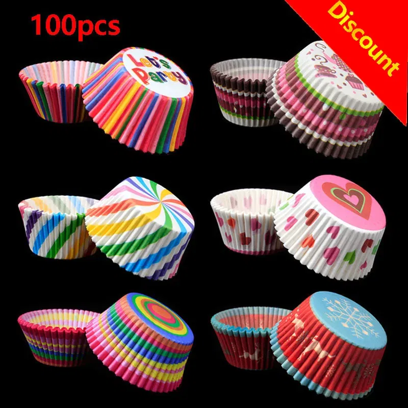 Color: Beige - 100pcs Cake Muffin Cupcake Paper Cups Cake Box Cupcakes Liner Mold Kitchen Baking Accessories Cake Mold Cooking Tools