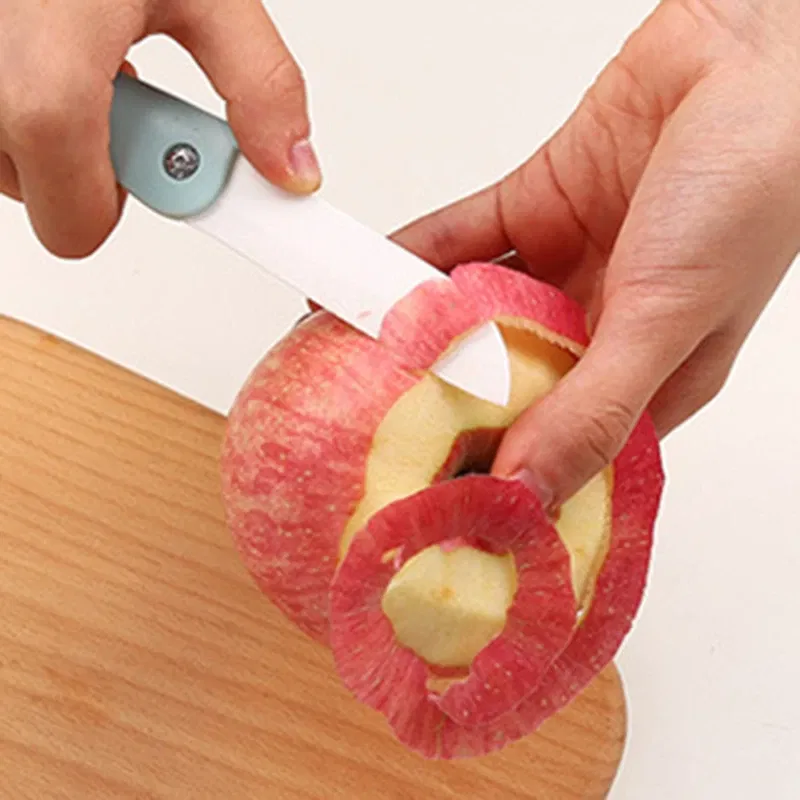 Color: Red - 1PC Mini Ceramic Fruit Knife Kitchen And Bar Supplies Portable Folding Knife Creative Kitchen Fruit Knife Paring Knife