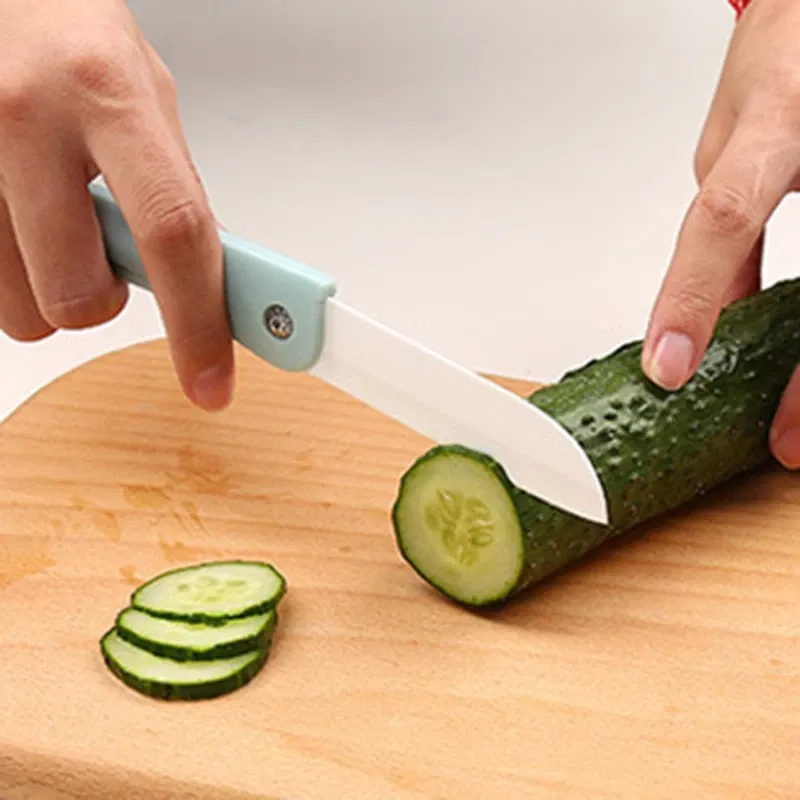 Color: Red - 1PC Mini Ceramic Fruit Knife Kitchen And Bar Supplies Portable Folding Knife Creative Kitchen Fruit Knife Paring Knife