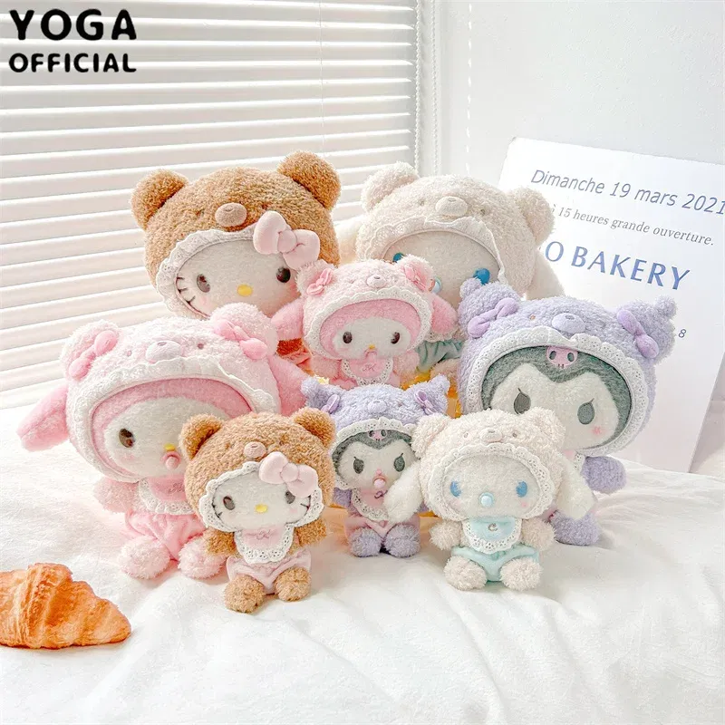 Color: WHITE - Kawaii Sanrio Hello Kitty My Melody Cinnamoroll 15Cm Plush Doll Pendant Baby Series Keychain Bag Pendant 20Cm Doll Birthday Gift