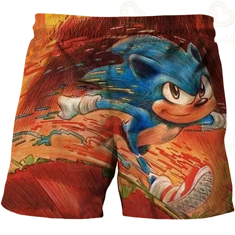 Color: army green, Kid Size: 2T - New Anime Kids Sonic Shorts Fashion Boys Girls Clothes Harajuku Cute Baby Cartoon Casual Summer Boy Boy Beach Pants