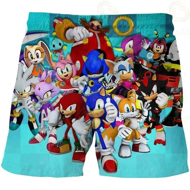 Color: army green, Kid Size: 2T - New Anime Kids Sonic Shorts Fashion Boys Girls Clothes Harajuku Cute Baby Cartoon Casual Summer Boy Boy Beach Pants