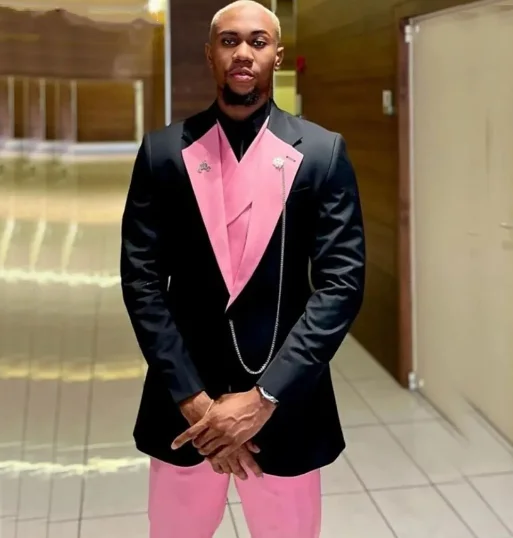 Color: Beige, Size: S - Black Pink Men Suits Wedding Prom Party Suit Single Breasted Blazer Sets Costume Homme trajes de vestir para hombre 3 Pieces