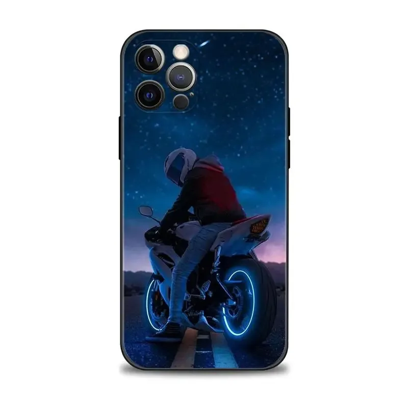 Color: Blue, Material: Plastic - Moto Cross Motorcycle Sports Phone Case For iPhone 16 15 14 13 12 11 Pro Max XS X XR Plus Mini Luxury Black Soft Cover Funda