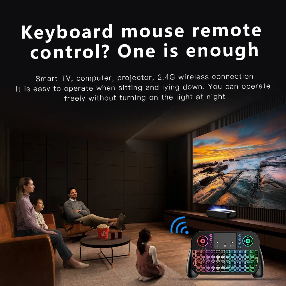 Axis Body: BLACK SWITCH, Color: Red - Mini Wireless Keyboard V8 7 Backlit 2.4G Bluetooth Air Mouse Remote Control Touchpad for Android TV Box