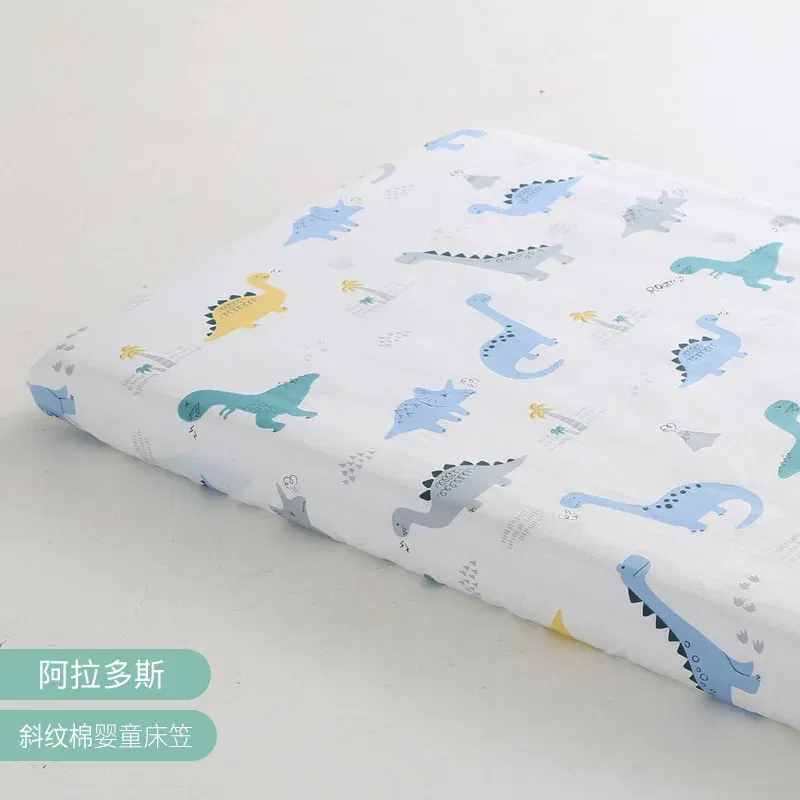 Color: Blue - 130cm * 70cm Cotton Crib Top Baby Bed Cover Child Infant Newborn Mattress Cover Twill Cotton Bedding