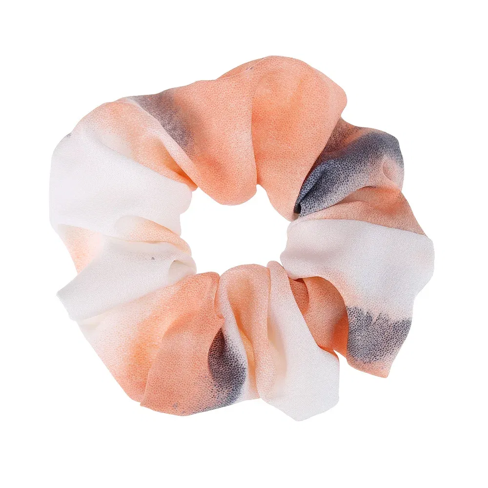 Color: black - Korea Chiffon Scrunchies Tie-dye Hairband Girl Colorful Headband Elastic Hair Bands Women Girls Ponytail Holder Hair Accessories