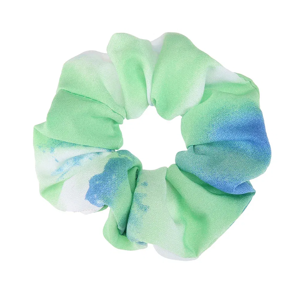 Color: black - Korea Chiffon Scrunchies Tie-dye Hairband Girl Colorful Headband Elastic Hair Bands Women Girls Ponytail Holder Hair Accessories