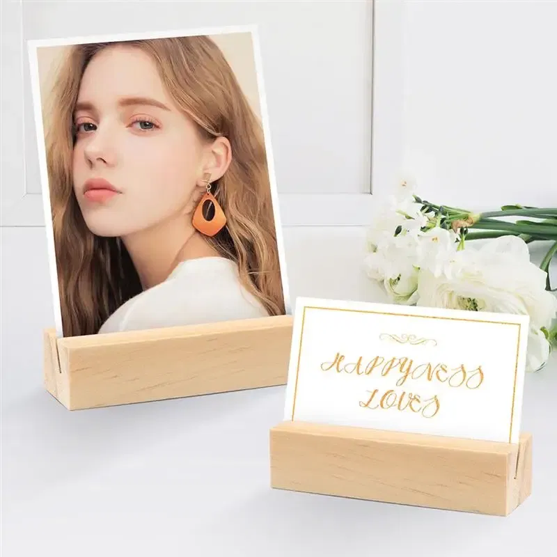 Color: Red - 10/12/20Pcs Wooden Photo Stand Business Card Holder Rectangle Card Clip Picture Holder Handmade Picture Frame for Home Office