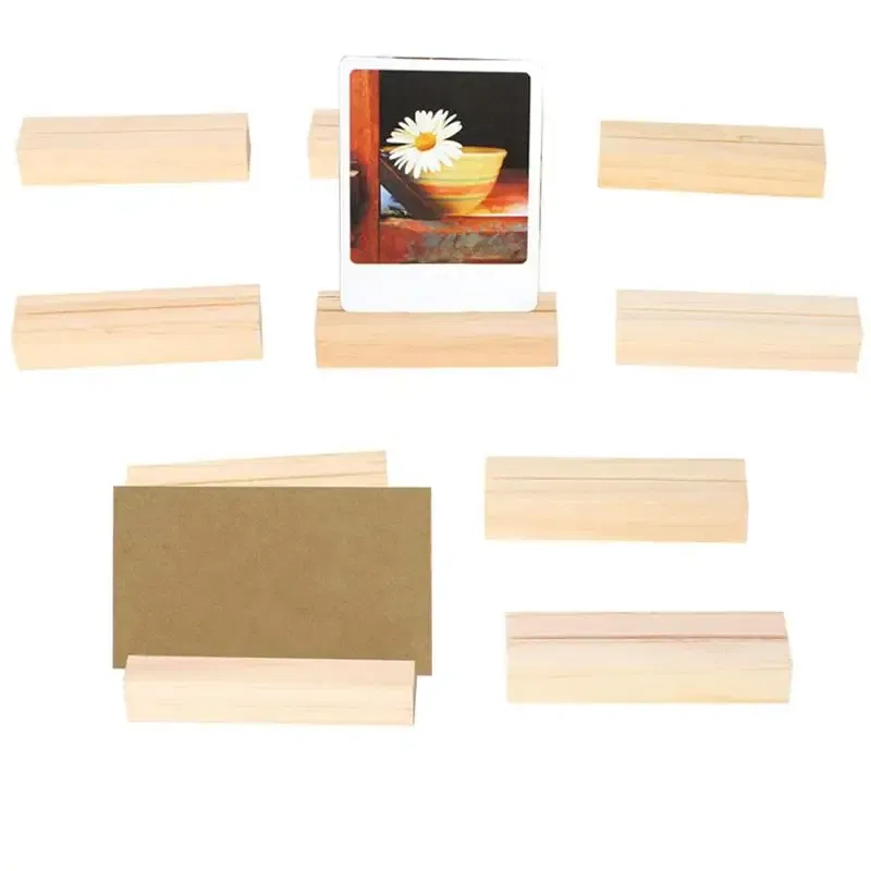 Color: Red - 10/12/20Pcs Wooden Photo Stand Business Card Holder Rectangle Card Clip Picture Holder Handmade Picture Frame for Home Office