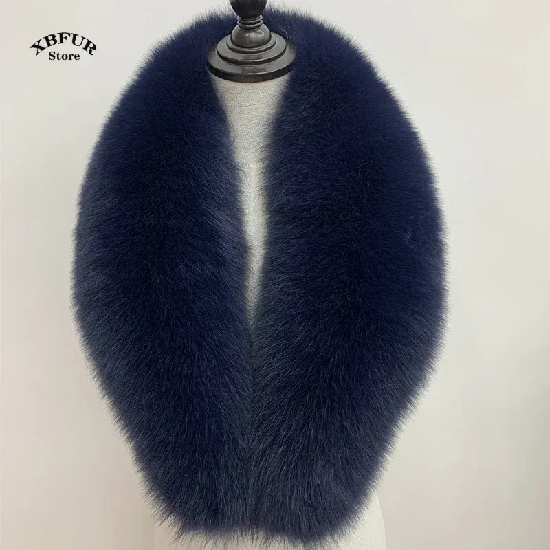 Color: PURPLE, Size: XS - Winter Real Fox Fur Collar Woman Black Natural Fur Scarf Shawl For Women Collars Wraps Neck Warmer Fur Scarves Luxery Scarf Men