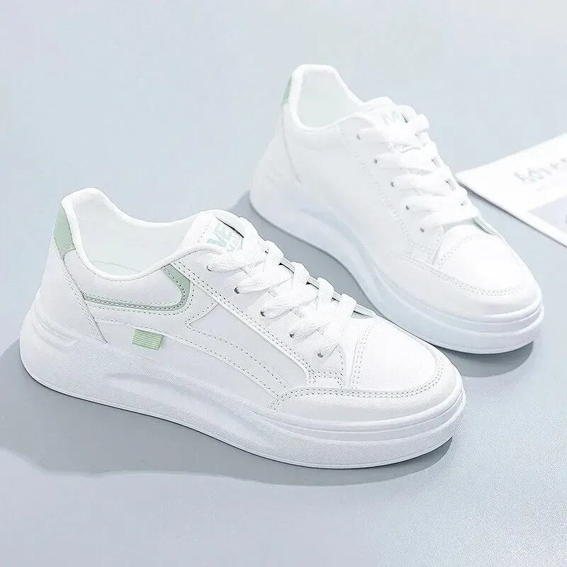 Shoe Size: 38, Color: WHITE - Fashion Women's Shoes Summer Thick Sole White Spring Autumn Breathable Platform Tennis Woman Runing Shoes Female Casual Sneaker