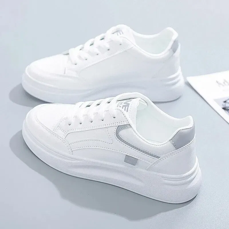 Shoe Size: 38, Color: WHITE - Fashion Women's Shoes Summer Thick Sole White Spring Autumn Breathable Platform Tennis Woman Runing Shoes Female Casual Sneaker