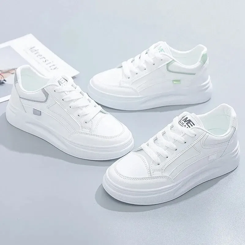 Shoe Size: 38, Color: WHITE - Fashion Women's Shoes Summer Thick Sole White Spring Autumn Breathable Platform Tennis Woman Runing Shoes Female Casual Sneaker