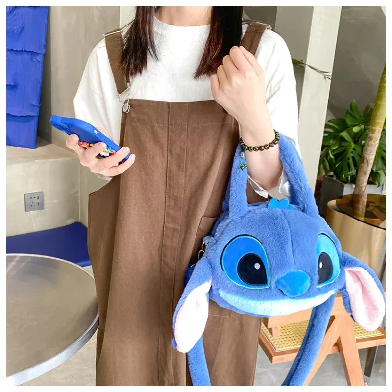 Disney Lilo & Stitch  Toys Kawaii Plush Messenger Handbag Anime Stuffed Toys Children Cartoon Plushie Soft Bag