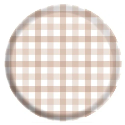 Gingham Melamine 26cm Plate White Sand  - Pack of 4