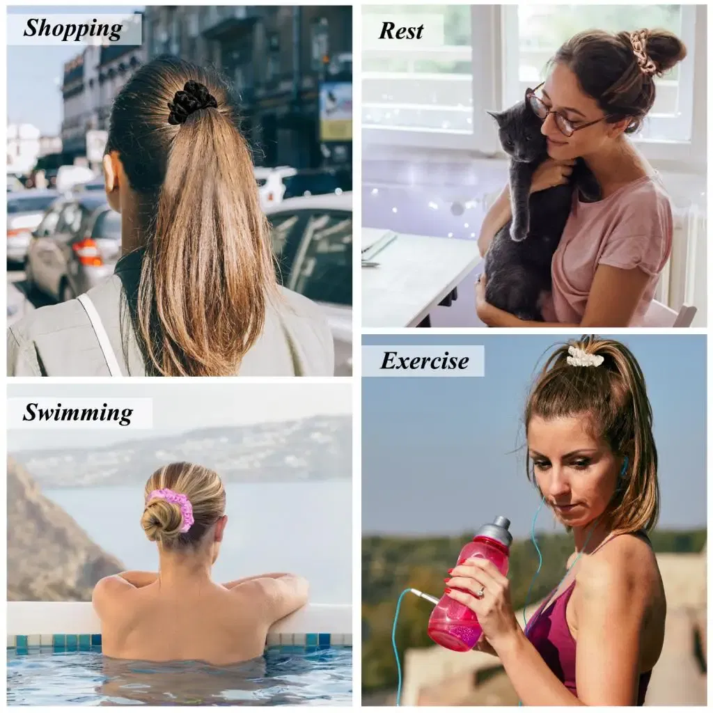 Color: Red - Free Shipping 3PCS/Set Satin Silky Scrunchies Hair Rope Luxury Solid Color Elastic Hair Bands Women Hair Accessories Headwear