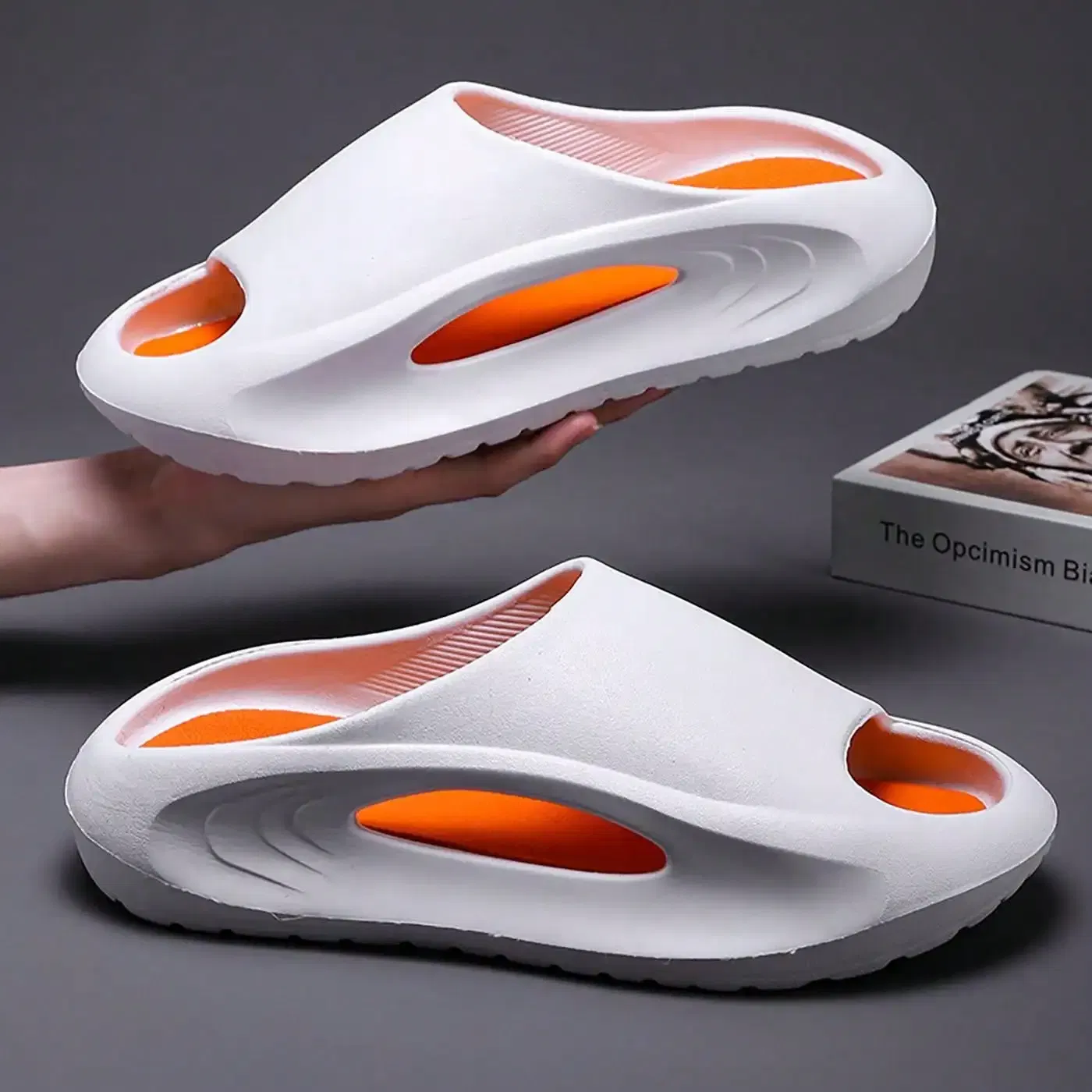 Color: black, Shoe Size: 41.5 - Summer Slippers for Men and Women Thick Bottom Eva Step on the Poop Feeling Outside Wear Non-slip Casual Bathroom Slippers
